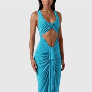 Innovare Carmine Ruch Cutout Lace Up Maxi Dress, size M